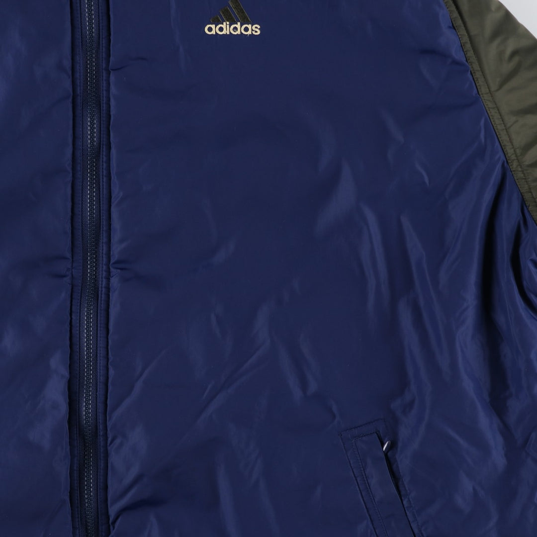 90s-00'S adidas reversible padded puffer jacket, men's size XXL Nylon blue type Vintage Second Hand