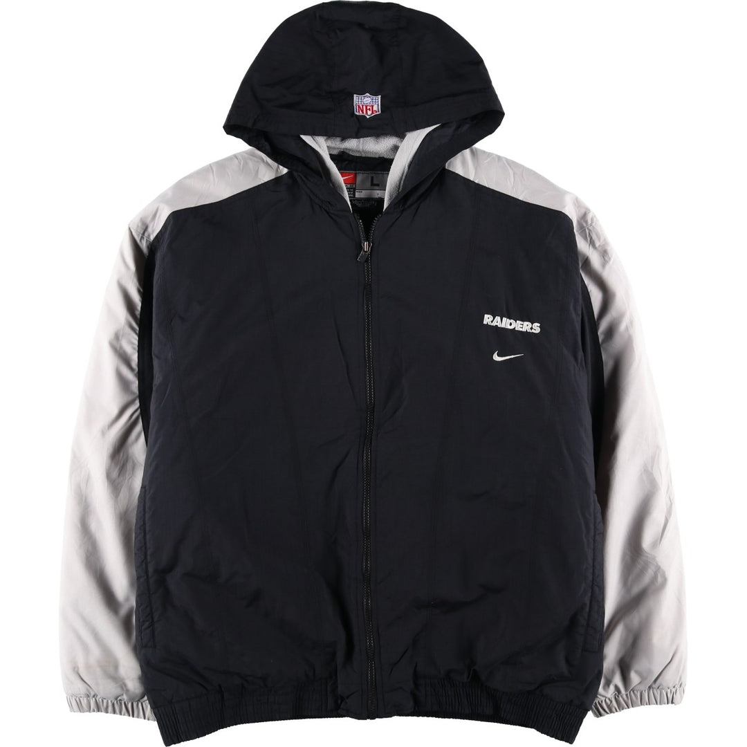 2000'S Nike Team NFL Las Vegas Raiders Padded Puffer Jacket, Men's Size L Nylon black type Vintage Second Hand