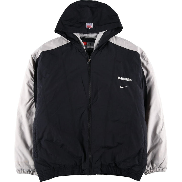 2000'S Nike Team NFL Las Vegas Raiders Padded Puffer Jacket, Men's Size L Nylon black type Vintage Second Hand