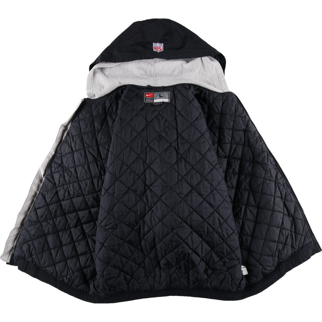 2000'S Nike Team NFL Las Vegas Raiders Padded Puffer Jacket, Men's Size L Nylon black type Vintage Second Hand