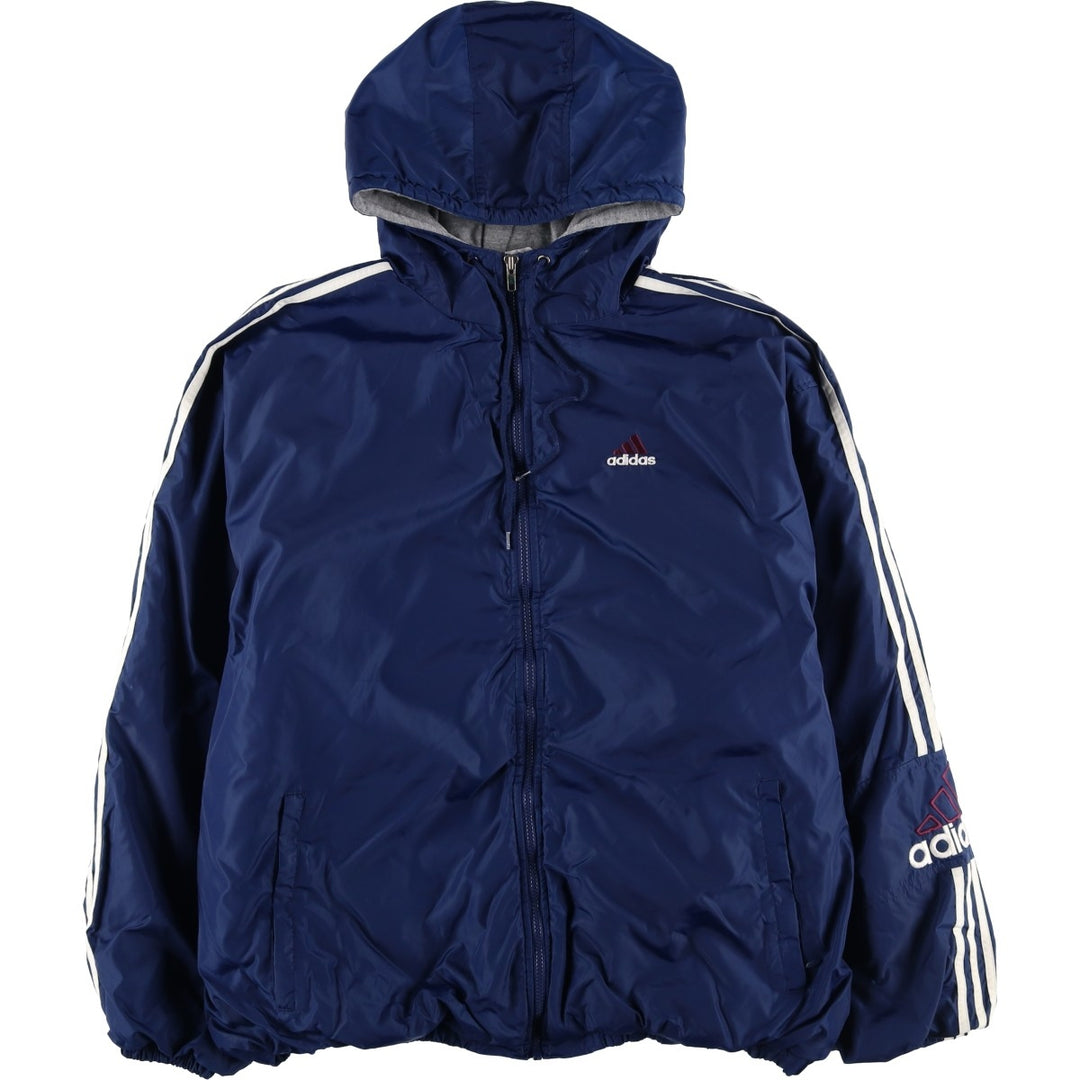 2000'S Adidas padded hoodie/puffer jacket, men's size XXL Nylon blue type Vintage Second Hand