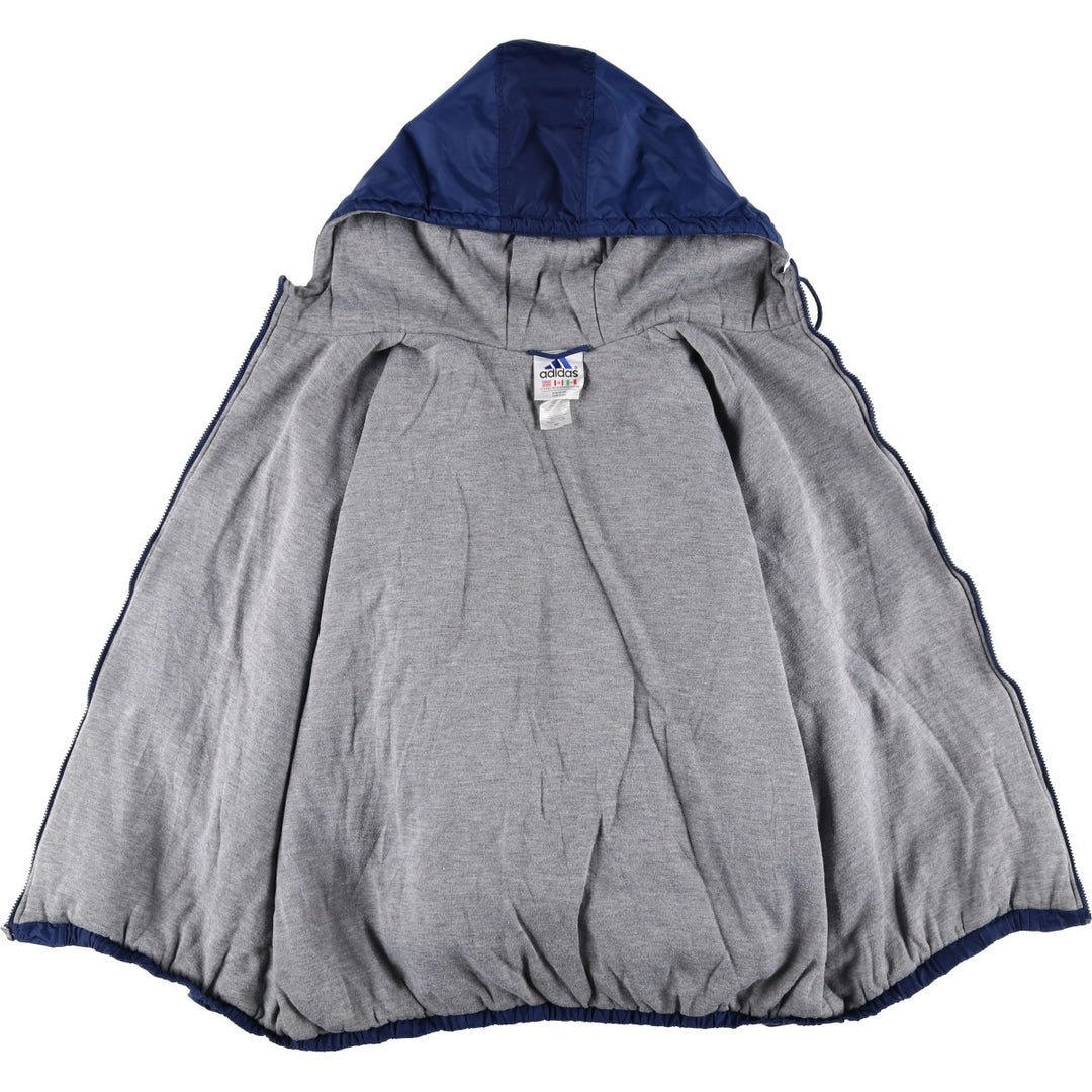 2000'S Adidas padded hoodie/puffer jacket, men's size XXL Nylon blue type Vintage Second Hand