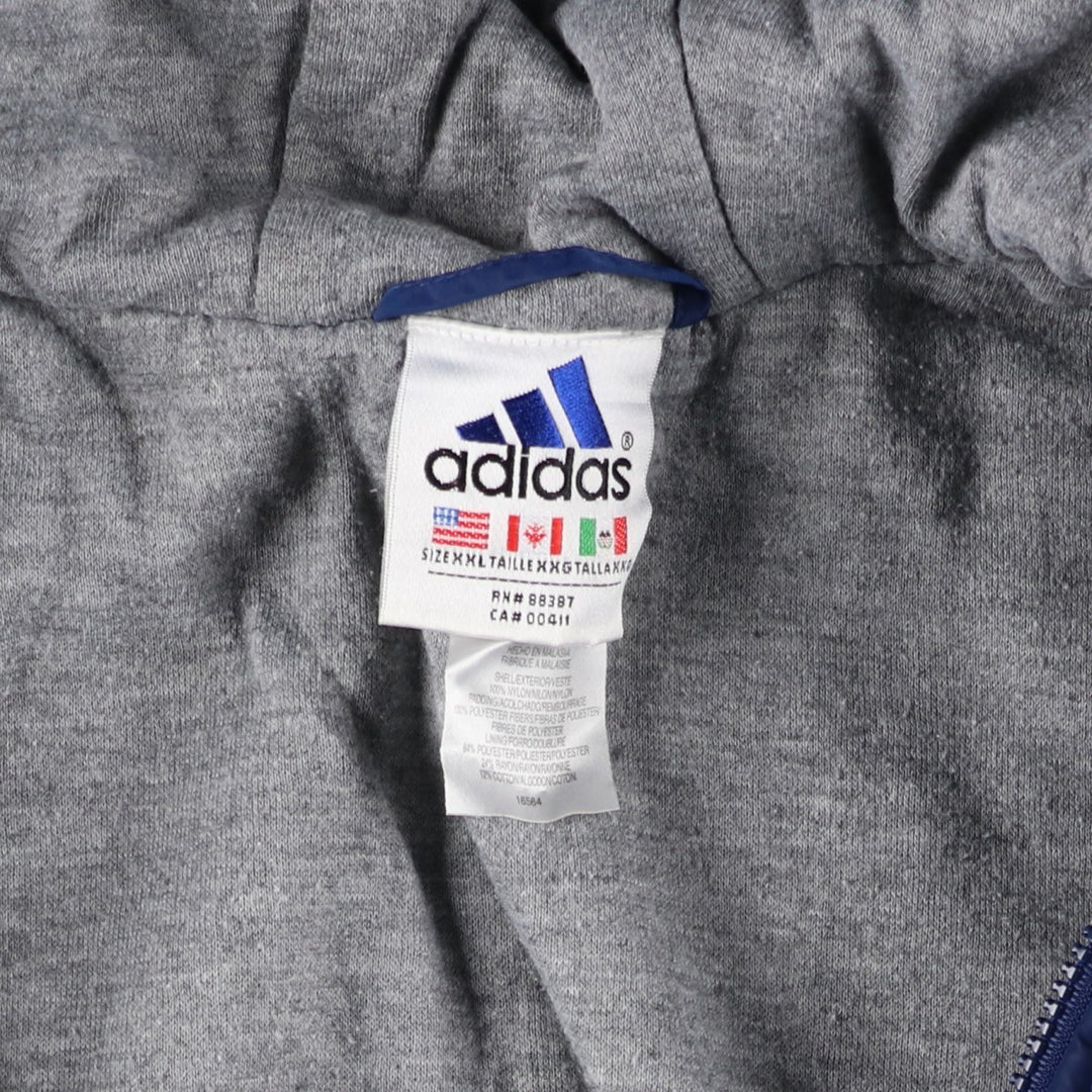 2000'S Adidas padded hoodie/puffer jacket, men's size XXL Nylon blue type Vintage Second Hand