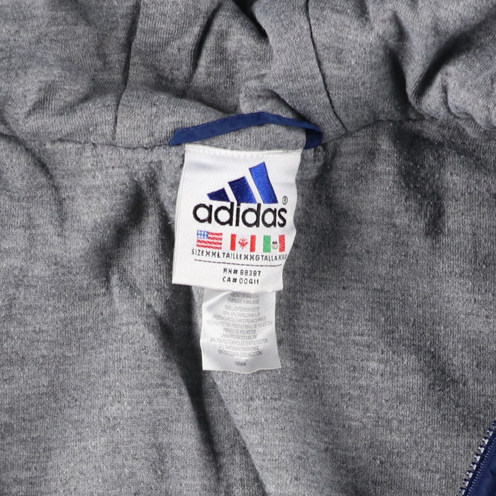 2000'S Adidas padded hoodie/puffer jacket, men's size XXL Nylon blue type Vintage Second Hand