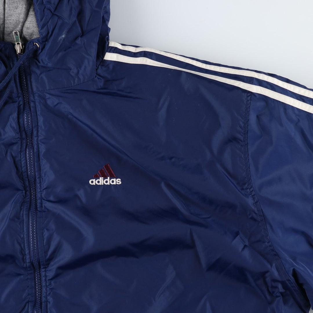 2000'S Adidas padded hoodie/puffer jacket, men's size XXL Nylon blue type Vintage Second Hand