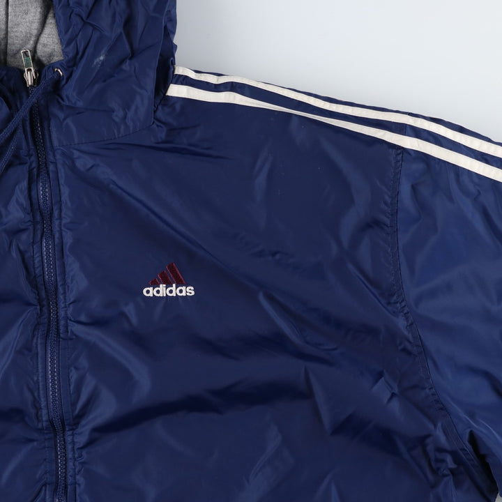 2000'S Adidas padded hoodie/puffer jacket, men's size XXL Nylon blue type Vintage Second Hand