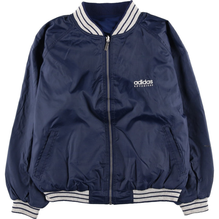 80s-90'S Adidas reversible nylon jacket with back logo, men's size XL Nylon navy blue type Vintage Second Hand