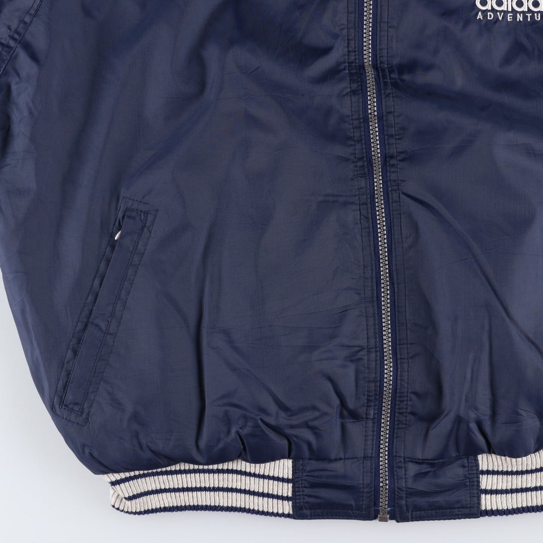 80s-90'S Adidas reversible nylon jacket with back logo, men's size XL Nylon navy blue type Vintage Second Hand