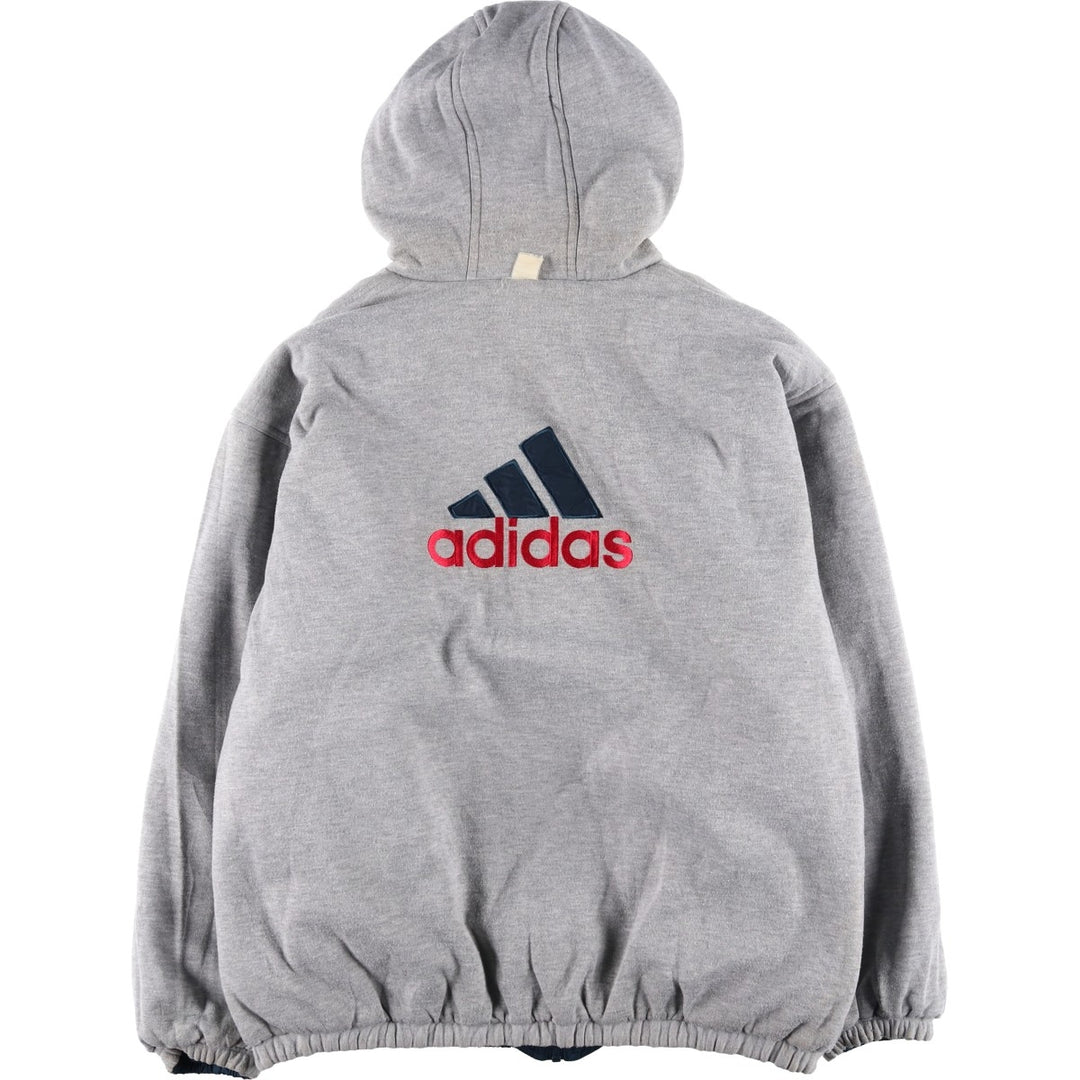 Vintage 80s-90'S adidas reversible back logo padded hoodie/puffer jacket, men's size XL Nylon turquoise blue Vintage Second Hand