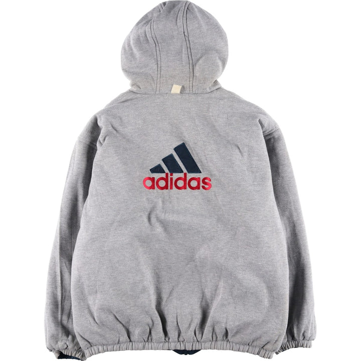 Vintage 80s-90'S adidas reversible back logo padded hoodie/puffer jacket, men's size XL Nylon turquoise blue Vintage Second Hand