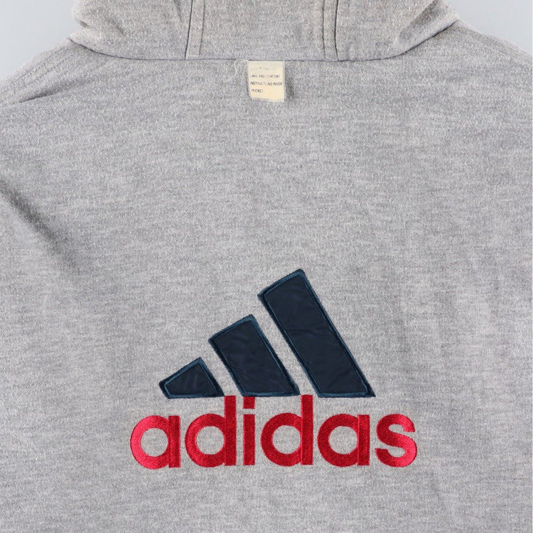 Vintage 80s-90'S adidas reversible back logo padded hoodie/puffer jacket, men's size XL Nylon turquoise blue Vintage Second Hand