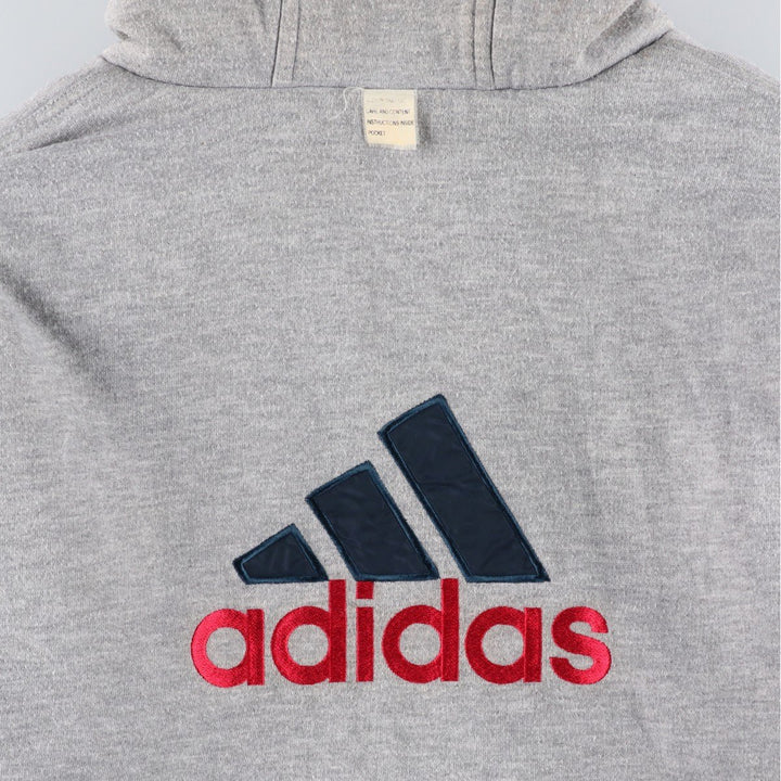 Vintage 80s-90'S adidas reversible back logo padded hoodie/puffer jacket, men's size XL Nylon turquoise blue Vintage Second Hand