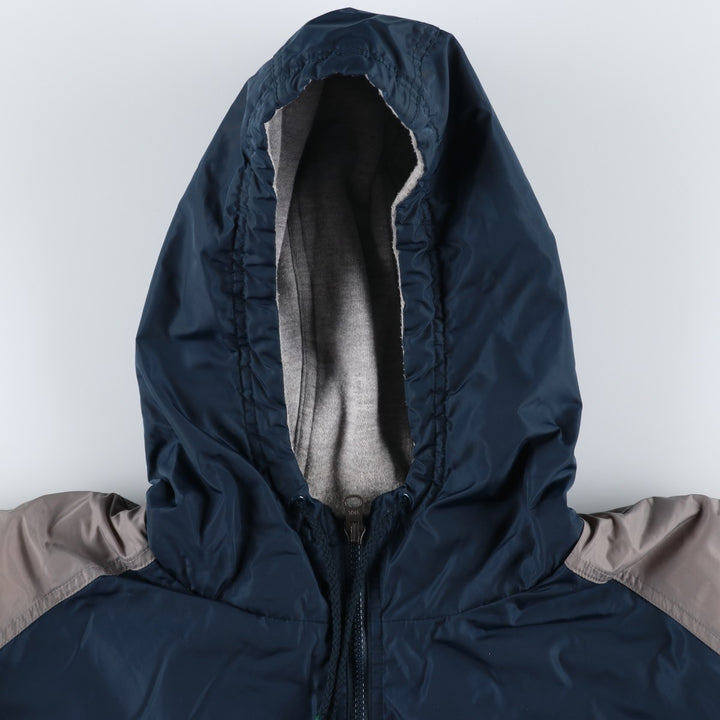 Vintage 80s-90'S adidas reversible back logo padded hoodie/puffer jacket, men's size XL Nylon turquoise blue Vintage Second Hand