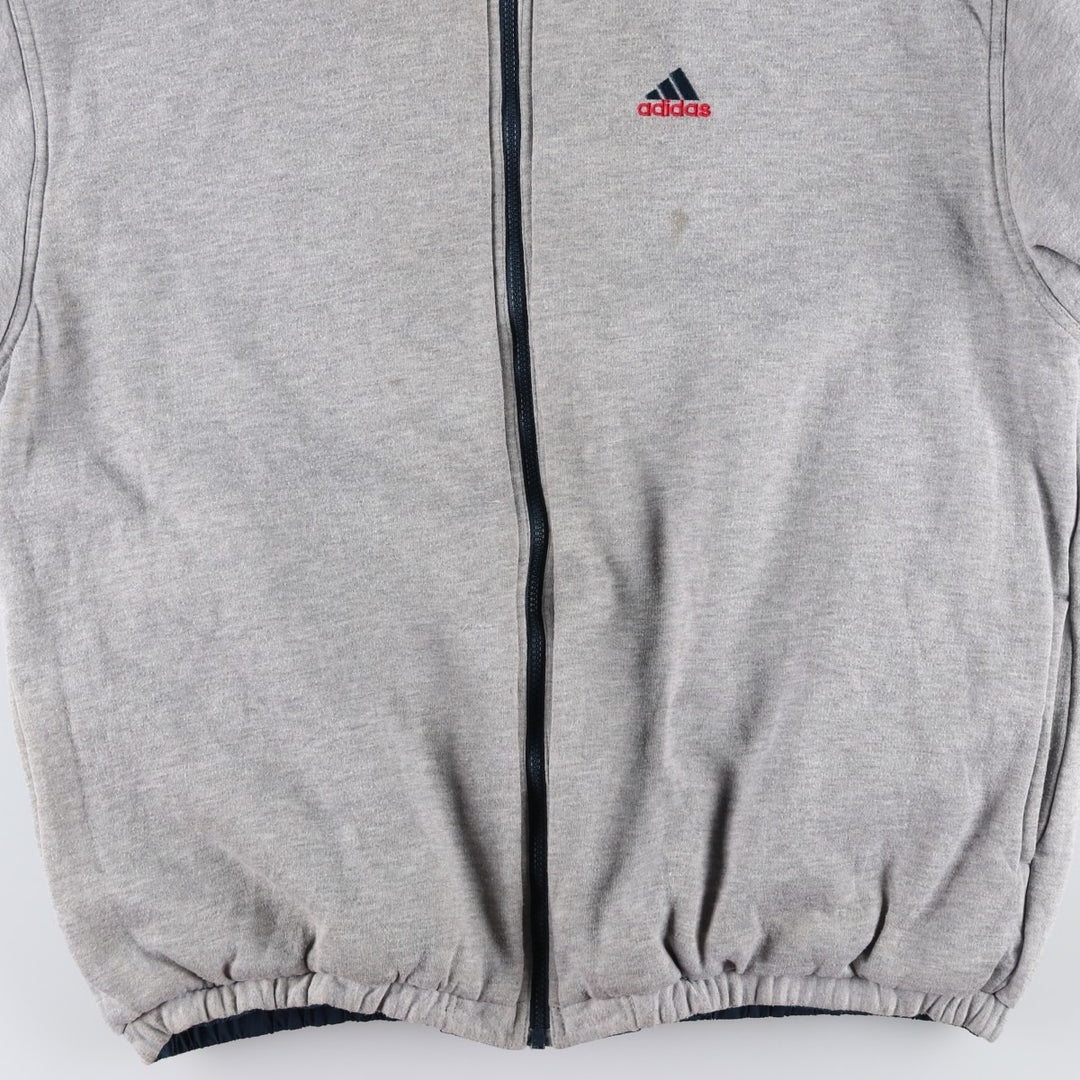 Vintage 80s-90'S adidas reversible back logo padded hoodie/puffer jacket, men's size XL Nylon turquoise blue Vintage Second Hand