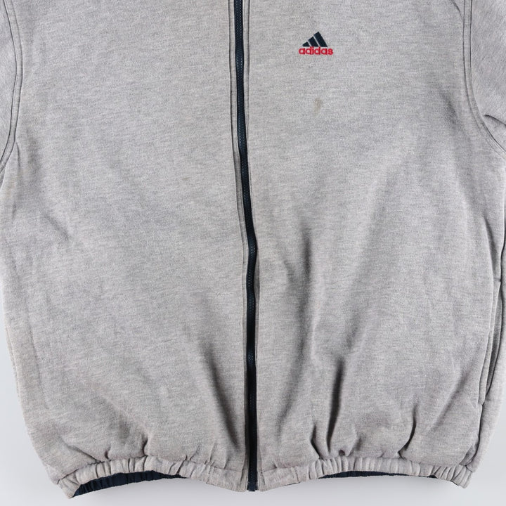 Vintage 80s-90'S adidas reversible back logo padded hoodie/puffer jacket, men's size XL Nylon turquoise blue Vintage Second Hand