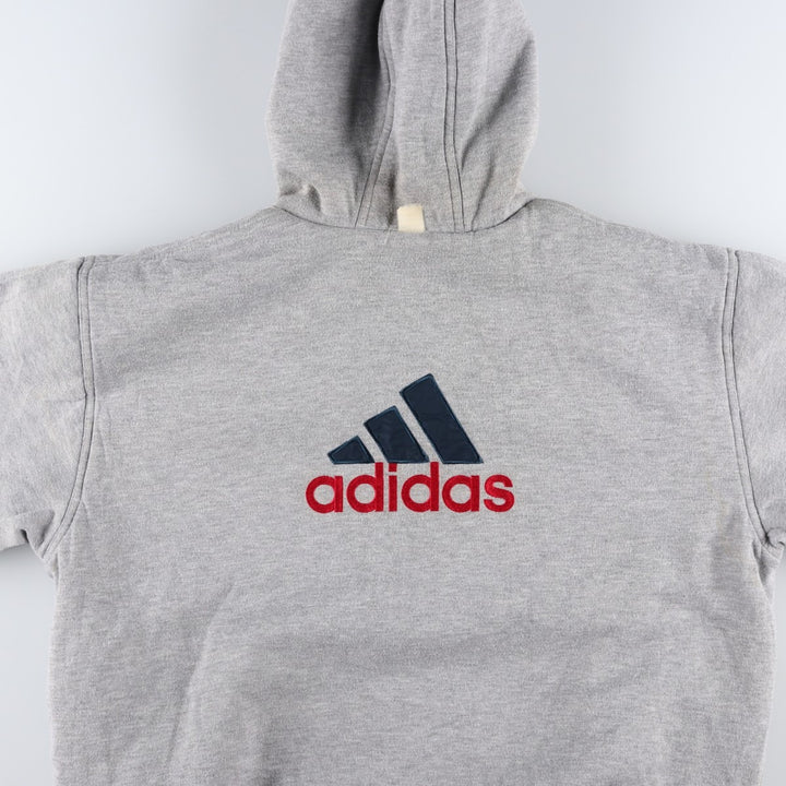 Vintage 80s-90'S adidas reversible back logo padded hoodie/puffer jacket, men's size XL Nylon turquoise blue Vintage Second Hand