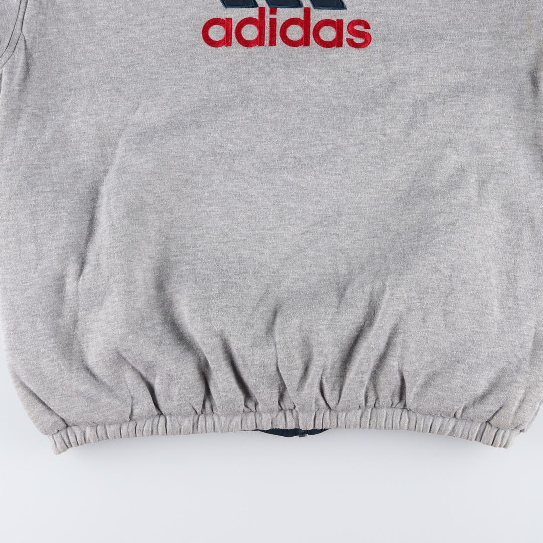 Vintage 80s-90'S adidas reversible back logo padded hoodie/puffer jacket, men's size XL Nylon turquoise blue Vintage Second Hand