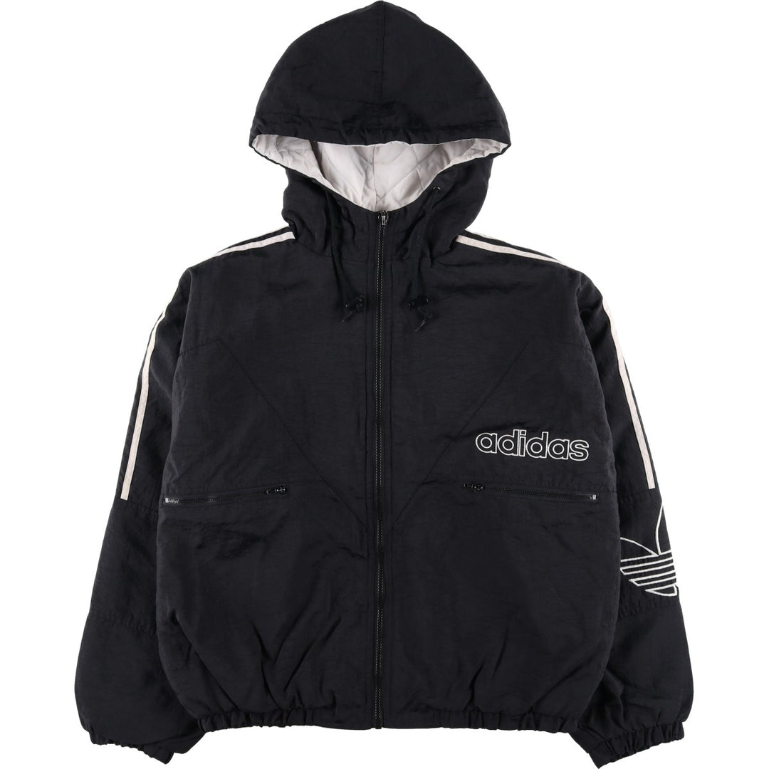 Vintage 1980'S Adidas padded hoodie/puffer jacket, size M, men's Nylon black type Vintage Second Hand