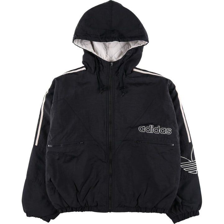 Vintage 1980'S Adidas padded hoodie/puffer jacket, size M, men's Nylon black type Vintage Second Hand