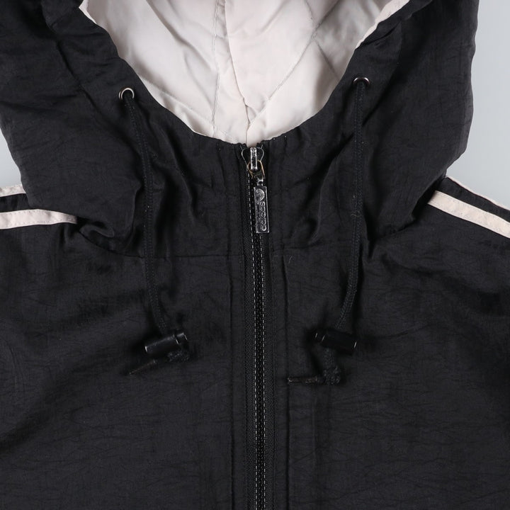 Vintage 1980'S Adidas padded hoodie/puffer jacket, size M, men's Nylon black type Vintage Second Hand