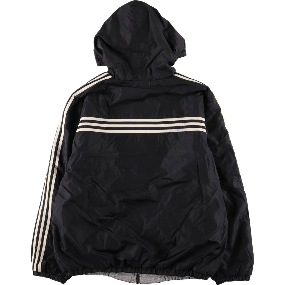 90s-00'S adidas reversible back logo padded hoodie/puffer jacket, men's size M Nylon black type Vintage Second Hand
