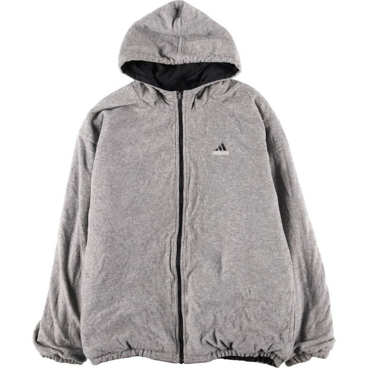 90s-00'S adidas reversible back logo padded hoodie/puffer jacket, men's size M Nylon black type Vintage Second Hand