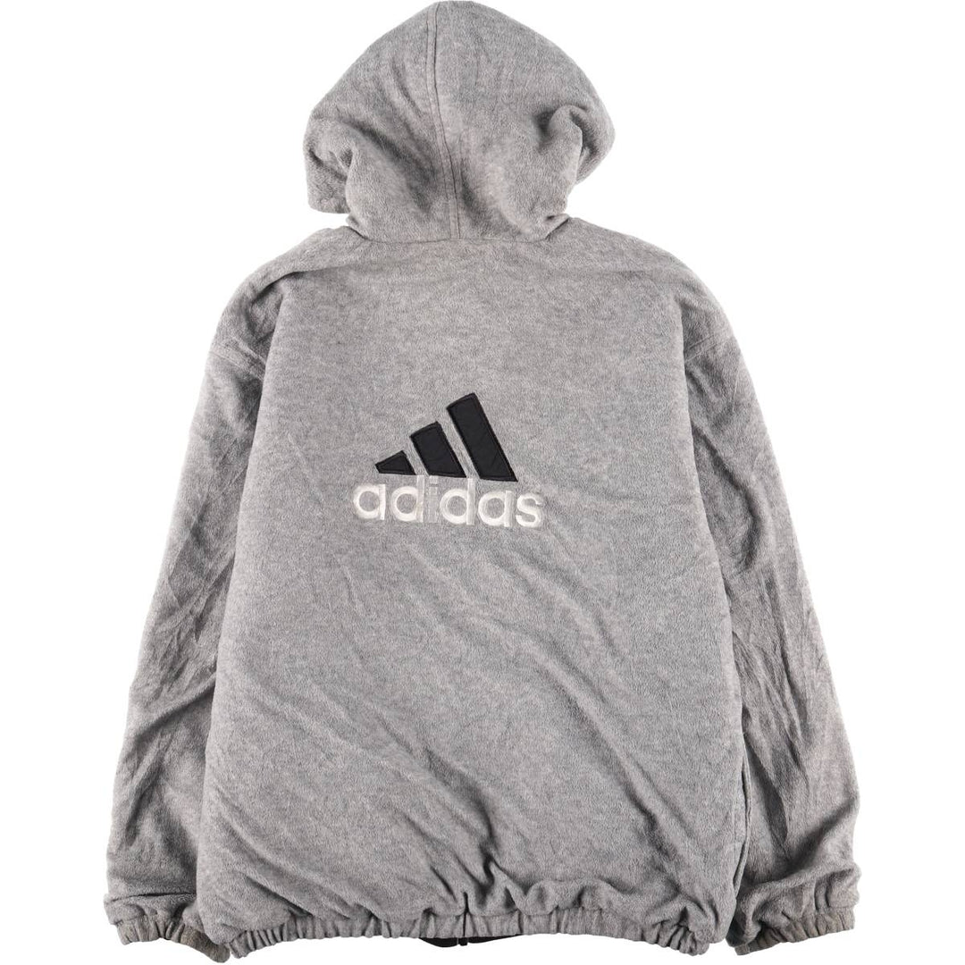 90s-00'S adidas reversible back logo padded hoodie/puffer jacket, men's size M Nylon black type Vintage Second Hand