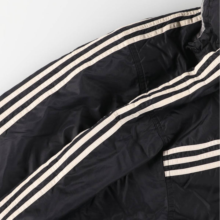 90s-00'S adidas reversible back logo padded hoodie/puffer jacket, men's size M Nylon black type Vintage Second Hand