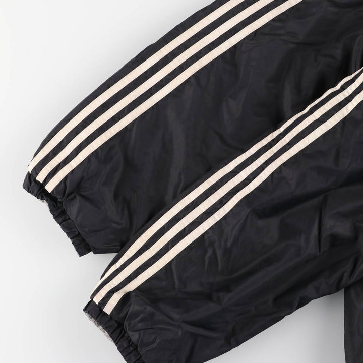 90s-00'S adidas reversible back logo padded hoodie/puffer jacket, men's size M Nylon black type Vintage Second Hand