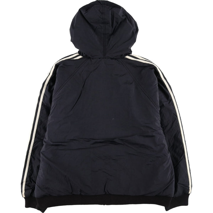90s-00'S adidas reversible back logo padded hoodie/puffer jacket, men's size L Nylon black type Vintage Second Hand