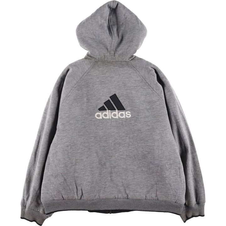 90s-00'S adidas reversible back logo padded hoodie/puffer jacket, men's size L Nylon black type Vintage Second Hand