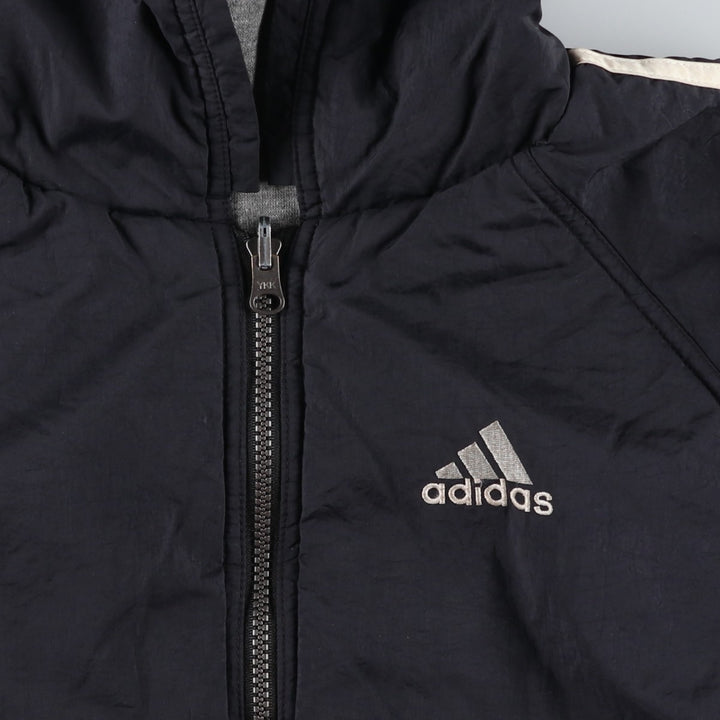 90s-00'S adidas reversible back logo padded hoodie/puffer jacket, men's size L Nylon black type Vintage Second Hand