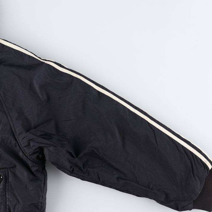 90s-00'S adidas reversible back logo padded hoodie/puffer jacket, men's size L Nylon black type Vintage Second Hand