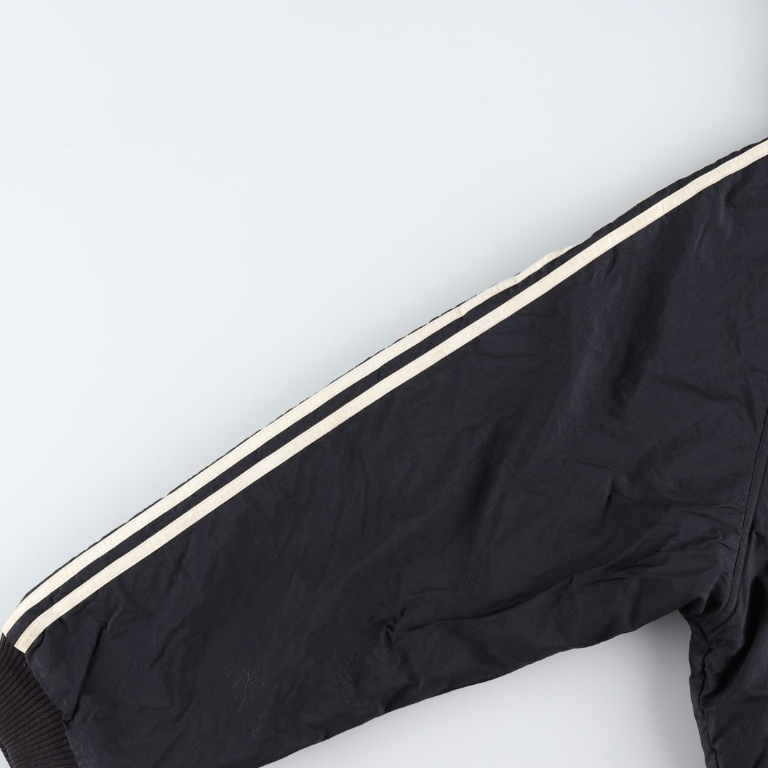 90s-00'S adidas reversible back logo padded hoodie/puffer jacket, men's size L Nylon black type Vintage Second Hand
