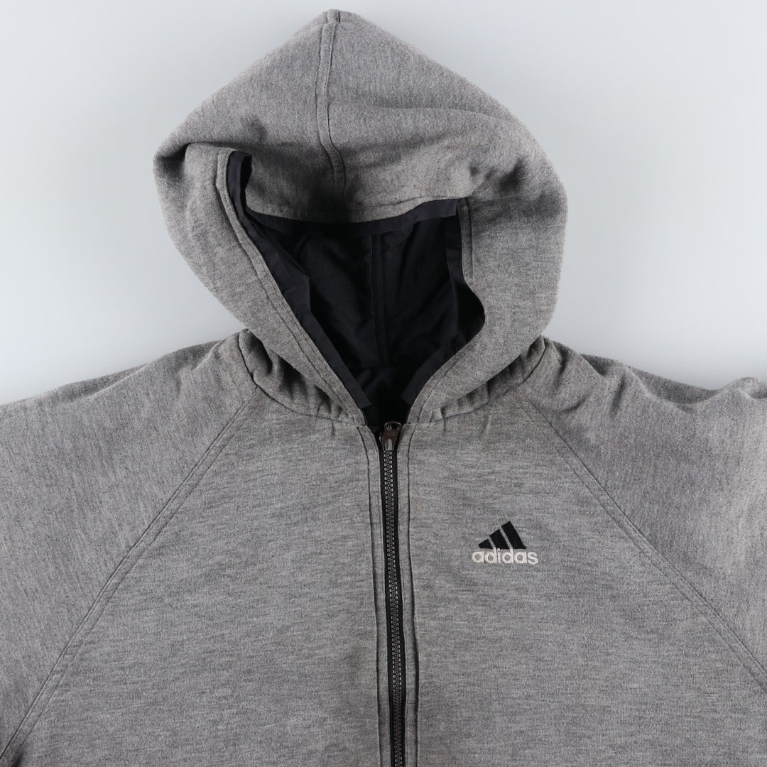 90s-00'S adidas reversible back logo padded hoodie/puffer jacket, men's size L Nylon black type Vintage Second Hand