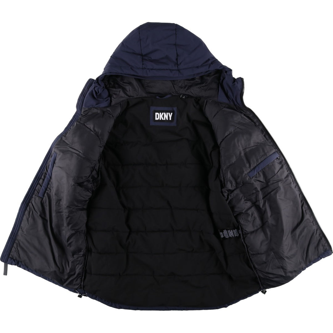 DKNY Men's Padded Puffer Jacket, Size M polyester navy blue type Vintage Second Hand