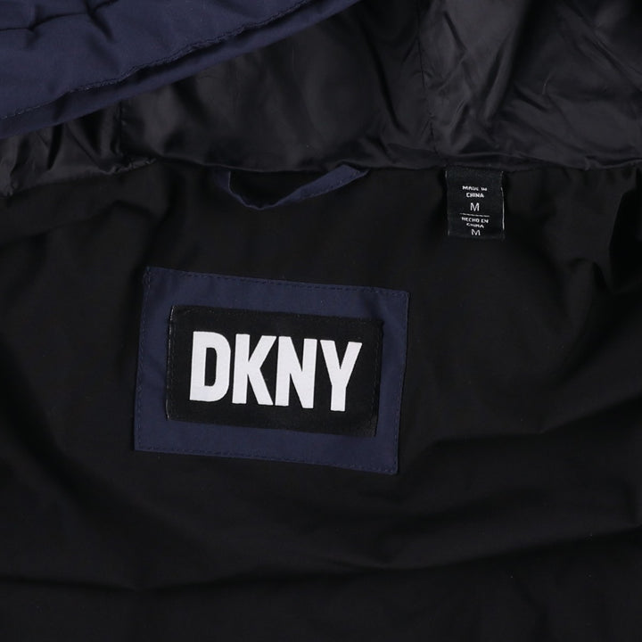 DKNY Men's Padded Puffer Jacket, Size M polyester navy blue type Vintage Second Hand
