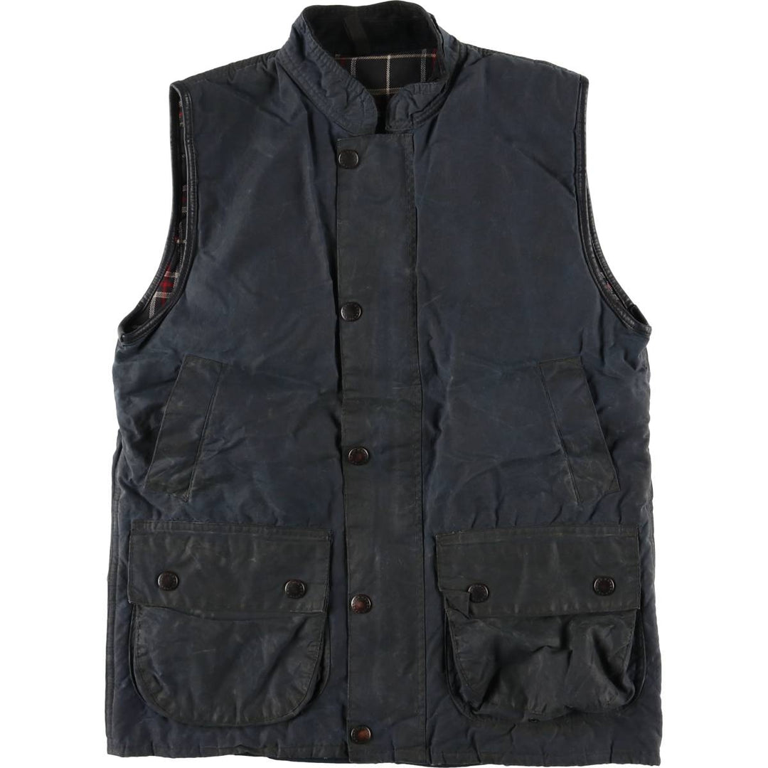 Vintage 1980s-1990'S Barbour 3 Warrant Waxed Cotton Vest, Made in England, Men's Size Small cotton navy blue type Vintage Second Hand