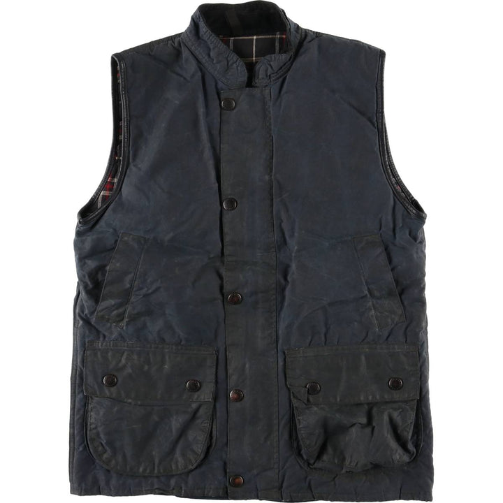 Vintage 1980s-1990'S Barbour 3 Warrant Waxed Cotton Vest, Made in England, Men's Size Small cotton navy blue type Vintage Second Hand