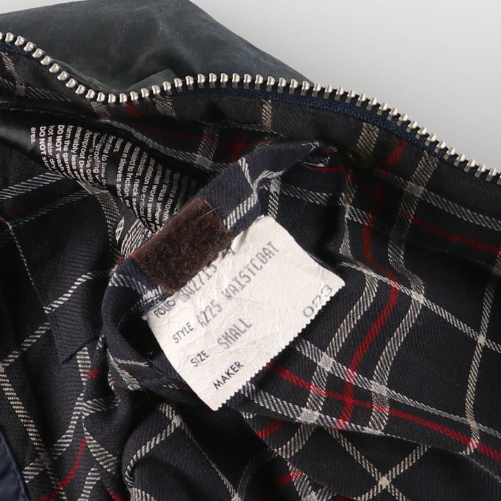 Vintage 1980s-1990'S Barbour 3 Warrant Waxed Cotton Vest, Made in England, Men's Size Small cotton navy blue type Vintage Second Hand