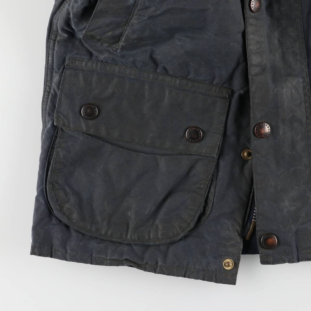 Vintage 1980s-1990'S Barbour 3 Warrant Waxed Cotton Vest, Made in England, Men's Size Small cotton navy blue type Vintage Second Hand