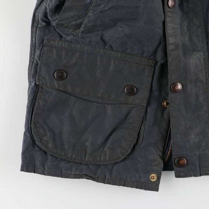 Vintage 1980s-1990'S Barbour 3 Warrant Waxed Cotton Vest, Made in England, Men's Size Small cotton navy blue type Vintage Second Hand