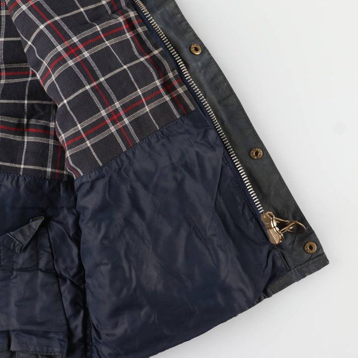 Vintage 1980s-1990'S Barbour 3 Warrant Waxed Cotton Vest, Made in England, Men's Size Small cotton navy blue type Vintage Second Hand