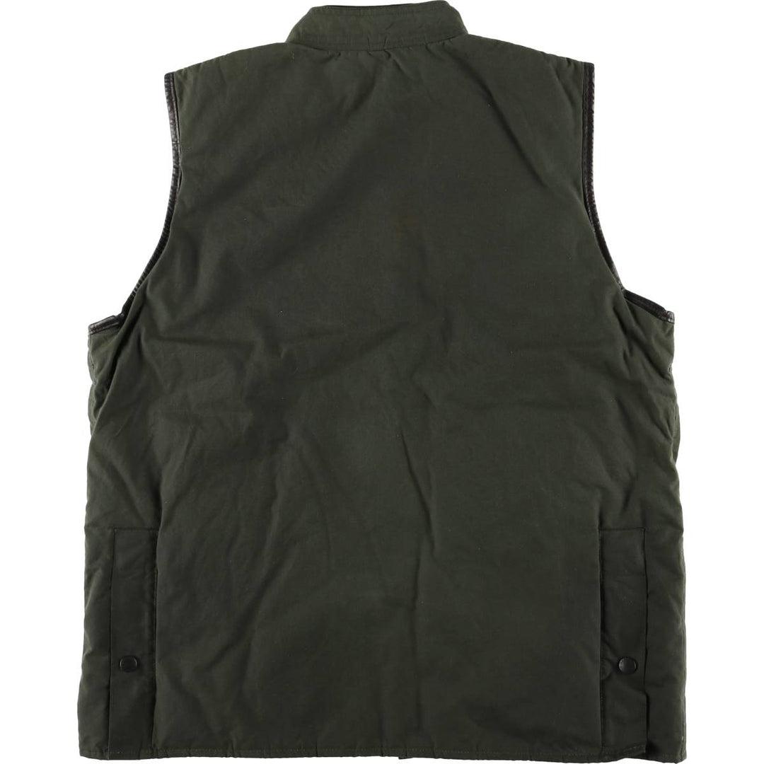 2000'S - Barbour Westmorland Padded 3-Warrant Waxed Cotton Oiled Vest, Made in the UK, Men's XL cotton Khaki type Vintage Second Hand
