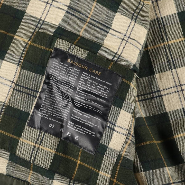 2000'S - Barbour Westmorland Padded 3-Warrant Waxed Cotton Oiled Vest, Made in the UK, Men's XL cotton Khaki type Vintage Second Hand