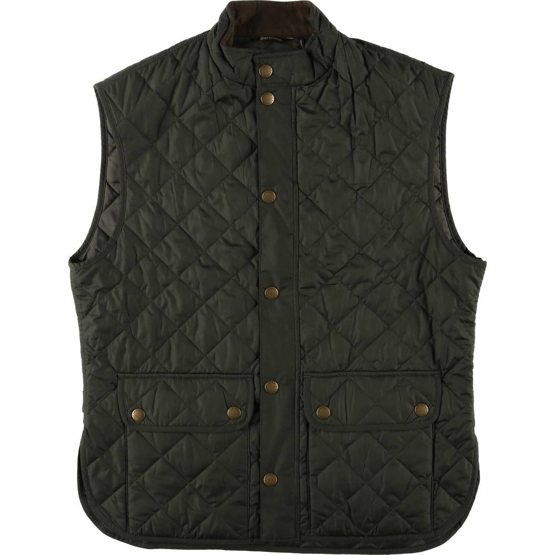 2000s~ Barbour LOWERDALE 3 Warrant Quilted Vest, Men's XL polyester Khaki type Vintage Second Hand