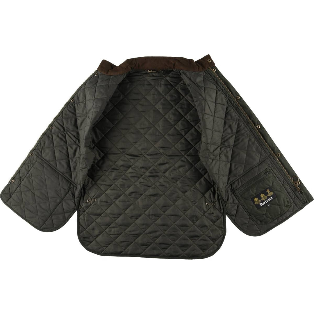 2000s~ Barbour LOWERDALE 3 Warrant Quilted Vest, Men's XL polyester Khaki type Vintage Second Hand