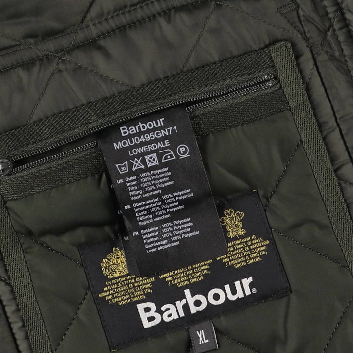 2000s~ Barbour LOWERDALE 3 Warrant Quilted Vest, Men's XL polyester Khaki type Vintage Second Hand