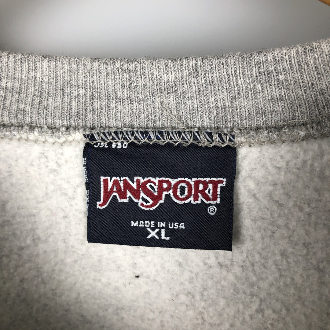 90'S Jansport College Sweatshirt, Made in USA, Men's XL, Vintage cotton gray type Vintage Second Hand