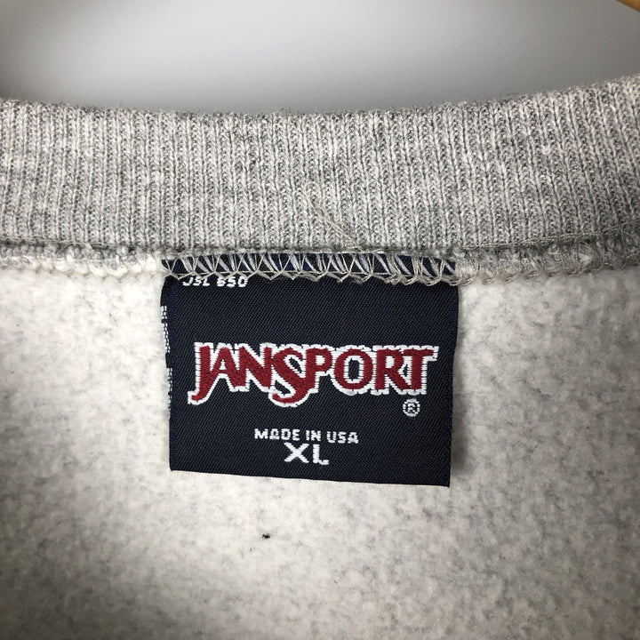 90'S Jansport College Sweatshirt, Made in USA, Men's XL, Vintage cotton gray type Vintage Second Hand